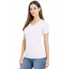 T-shirt Damski biały dekolt w serek roz. M
